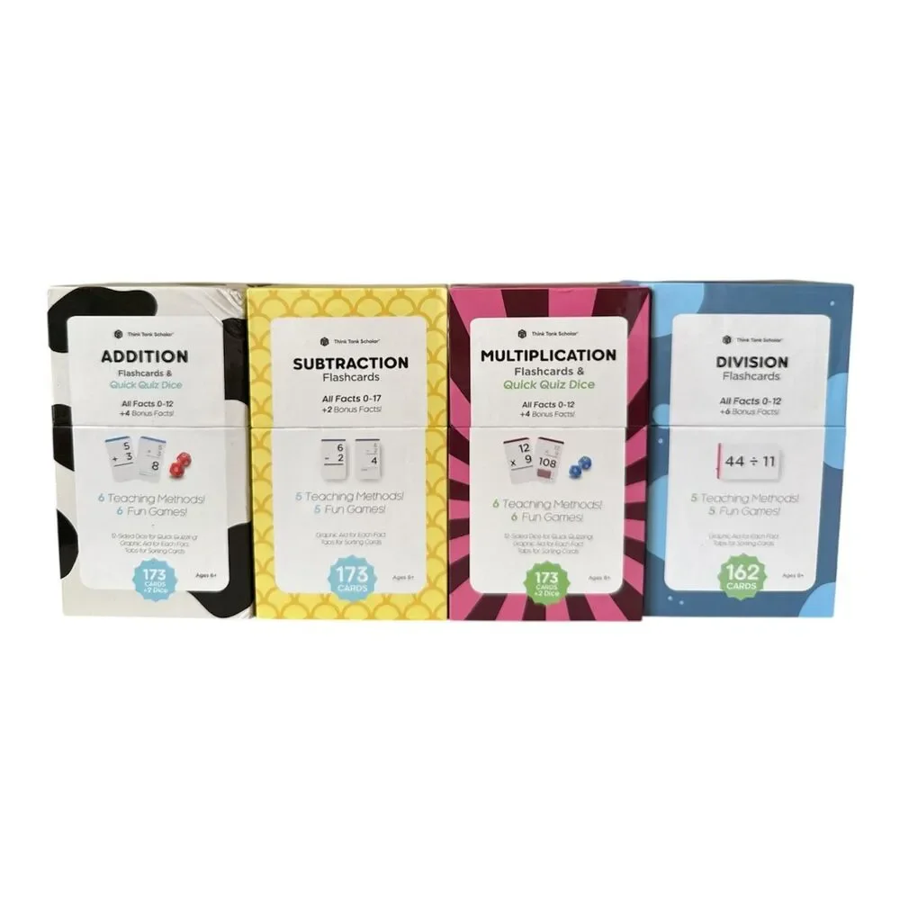 Math Flash Cards by Think Tank Scholar, Premium Set Add Subtract Multiply Divide